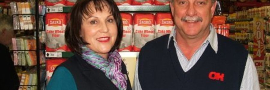Proud store owners of OK Foods Gansbaai, Petra and Chris van Rensburg